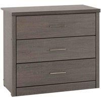 Seconique Lisbon 3 Drawer Chest, Black Wood Grain, 80.5 x 40 x 72 cm