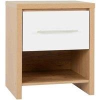 Seconique Seville Bedroom Range Oak & White High Gloss - Wardrobe Chest Bedside