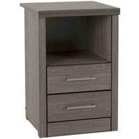 Seconique Lisbon 2 Drawer 1 Shelf Bedside Cabinet, Black Wood Grain, 40 x 40 x 61 cm