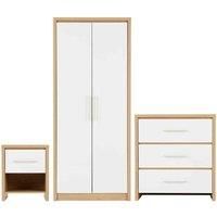 Seconique Seville Bedroom Set, Wood, Light Oak Effect/White High Gloss, 409.95 x 569.95 x 154.94 cm