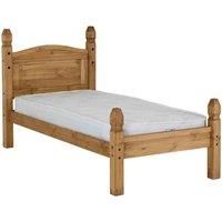CORONA 3' BED LOW FOOT END BED FRAME 3FT SINGLE SIZE DISTRESSED WAXED PINE