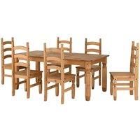 MEXICAN PINE CORONA 6FT DINING TABLE & 6 CHAIRS NEW