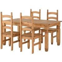 Seconique Corona Extending Dining Set (1+4) - Distressed Waxed Pine