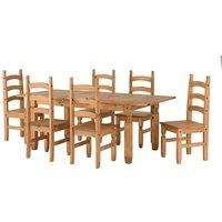 CORONA EXTENDING DINING SET WITH 4, 6 OR 8 CHAIRS, WOOD, BROWN OR CREAM PU SEATS