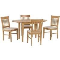 Oxford Natural Oak/Mink Microsuede Extending Dining Set with 4 Chairs