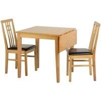 Seconique Vienna Drop Leaf Dining Set, Medium Oak Effect/Brown Faux Leather, 424.95x914.95x189.95 cm