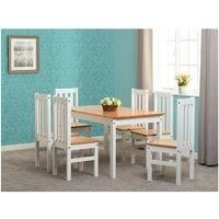 LUDLOW WHITE & OAK EFFECT 6 SEATER DINING SET, TABLE & 6 CHAIRS NEW