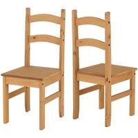 Seconique Budget Mexican Dining Chair Set of 2 in Distressed Waxed Pine