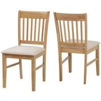 PAIR OF OXFORD NATURAL OAK / MINK MICROSUEDE DINING CHAIRS