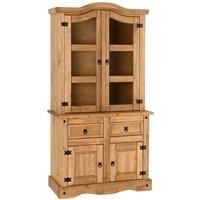Seconique Corona Pine Display Cabinet with Glass Fronted Doors & Black Handles
