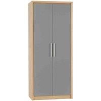 SEVILLE LIGHT OAK & GREY GLOSS BEDROOM FURNITURE, WARDROBES, CHESTS, BEDSIDE