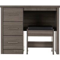 Seconique Lisbon 3 Drawer Dressing Table Set, Black Wood Grain, One Size