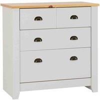 Seconique Ludlow Grey and Oak 4 Drawer Chest of Drawers (2+2) with Solid Pine Top