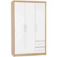 Seconique Seville Bedroom Range Oak & White High Gloss - Wardrobe Chest Bedside