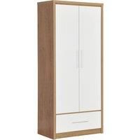 Seconique Seville Bedroom Range Oak & White High Gloss - Wardrobe Chest Bedside