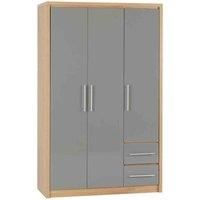 Seconique Seville Bedroom Furniture Oak / Grey Gloss - Wardrobe Chest Bedside