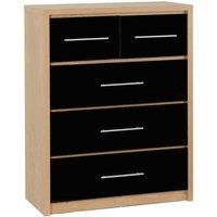 Seville Oak and Black 1 2 3 4 5 Chest of Drawers