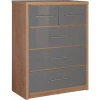 SEVILLE LIGHT OAK & GREY GLOSS BEDROOM FURNITURE, WARDROBES, CHESTS, BEDSIDE