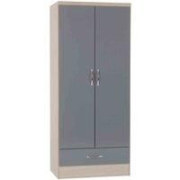 Nevada Grey Gloss/Light Oak Effect Veneer Bedroom Furniture Range Chest Bedside