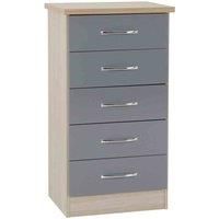 Seconique Nevada 5 Drawer Narrow Chest, Grey