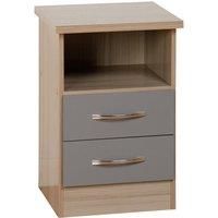 Nevada 2 Drawer Grey Bedside Table Grey