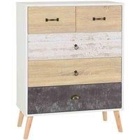 Nordic White and Distressed Effect Bedside Chest of Drawers or Wardrobe
