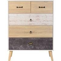 Nordic White and Distressed Effect Bedside Chest of Drawers or Wardrobe