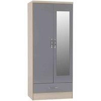 Nevada High Gloss Bedroom Range - Wardrobes Chest Bedsides - Grey, Oyster