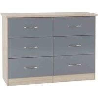 Nevada 6 Drawer Chest in Grey Gloss Light Oak