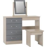 Nevada 4 Drawer Dressing Table Set Grey Including Stool and Mirror