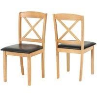 Seconique Mason Dining Chair X 2 - Oak Varnish/Brown Pu