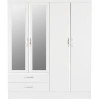 Seconique Nevada White High Gloss Bedroom Range - Wardrobes Chest Bedsides