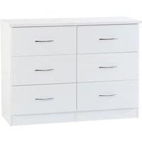 Seconique Nevada 6 Drawer Chest, White Gloss