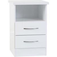 Seconique Nevada 2 Drawer Bedside, White Gloss