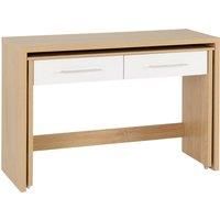 Seville 2 Drawer Slider Desk in White Gloss Light Oak Effect Veneer