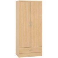Seconique Nevada 2 Door 1 Drawer Wardrobe, Engineered Wood, Sonoma Oak Effect, W 78cm x D 52cm x H 183cm