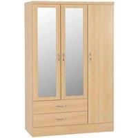 Seconique Nevada 3 Door 2 Drawer Mirrored Wardrobe - Sonoma Oak