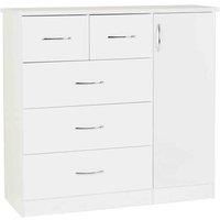 NEVADA WHITE GLOSS 1 DOOR 5 DRAWER LOW WARDROBE