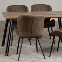 Seconique Quebec Straight Edge Dining Set - Medium Oak Effect/Brown Pu