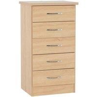 Seconique Nevada 5 Drawer Narrow Chest - Sonoma Oak Effect