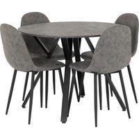 Seconique Athens Round Dining Set in Concrete Effect/Black