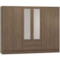 Seconique Nevada 6 Door 2 Drawer Wardrobe - Rustic Oak Effect