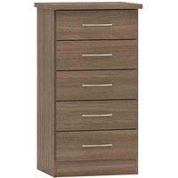 Seconique Nevada 5 Drawer Narrow Chest in Rustic Oak Effect