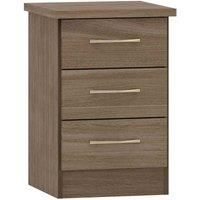 Seconique Nevada 3 Drawer Bedside in Rustic Oak Effect