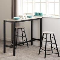 Seconique Breakfast Bar Set, Engineered Wood, Concrete Effect/Black, W 1200mm x D 400mm x H 900mm