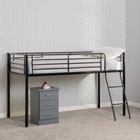 Kora Mid Sleeper Metal Bed Frame in Black Finish with Ladder