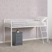 Kora Mid Sleeper Metal Bed Frame in White Finish With Ladder