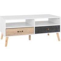 Seconique Nordic 2 Drawer Coffee Table in White/Distressed Effect