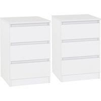 Seconique Malvern 3 Drawer Bedside (PAIR) in White