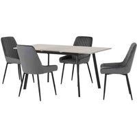 Seconique Avery Extending Dining Set - Concrete Grey Velvet